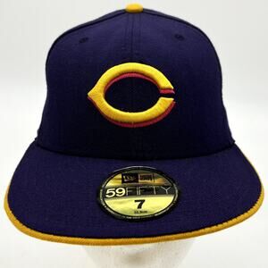 New Era Cincinatti Reds Baseball Hat Blue 5950 Cap Size 7 MLB Sportswear Fitted